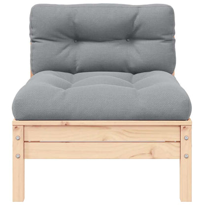 Midterdel Til Havesofa Med Grå Hynder Massivt Fyrretræ