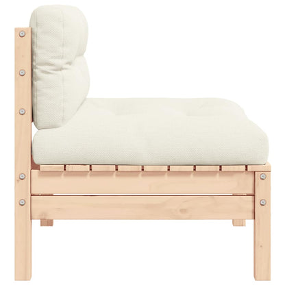 Midtermodul Til Havesofa Med Cremefarvede Hynder Massivt Fyrretræ