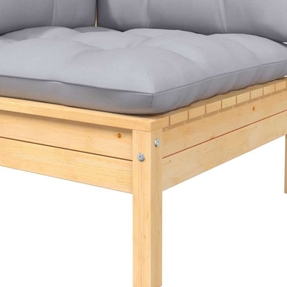 2-Personers Havesofa Med Grå Hynder Massivt Fyrretræ