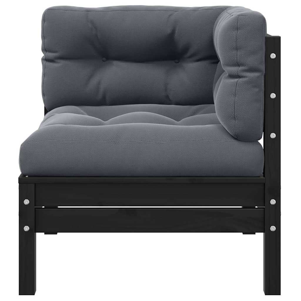 2-Personers Havesofa Med Hynder Massivt Fyrretræ Sort