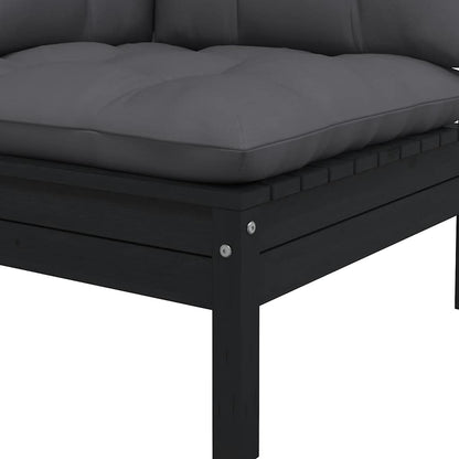 2-Personers Havesofa Med Hynder Massivt Fyrretræ Sort