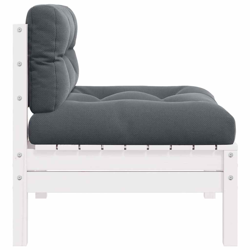 2-Personers Havesofa Med Hynder Massivt Fyrretræ Hvid