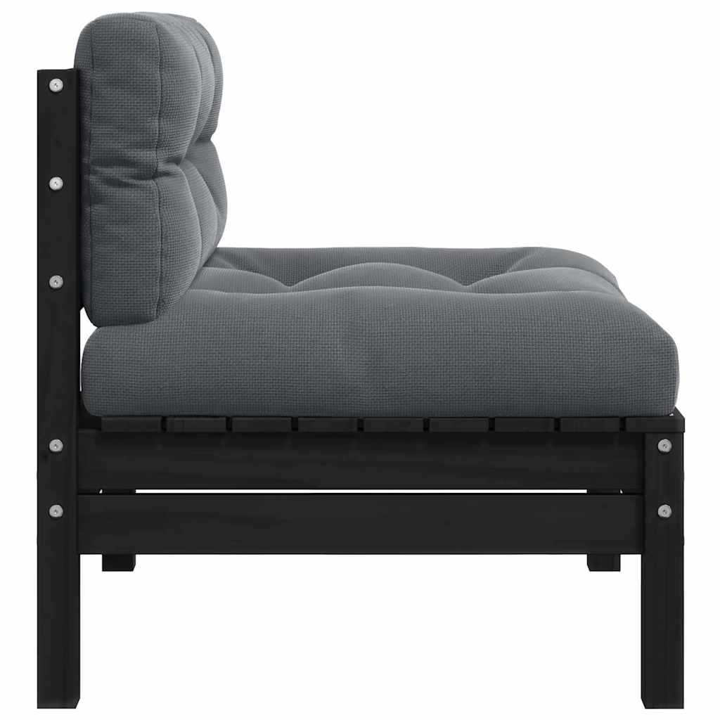 2-Personers Havesofa Med Hynder Massivt Fyrretræ Sort