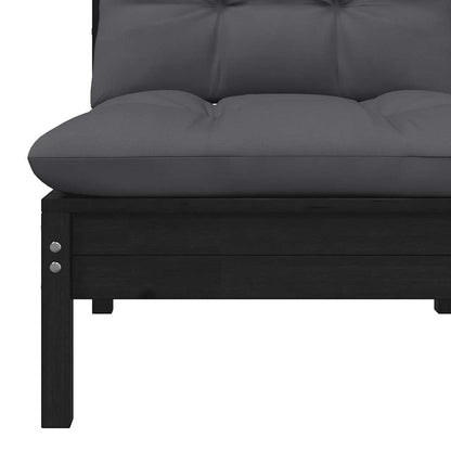 2-Personers Havesofa Med Hynder Massivt Fyrretræ Sort