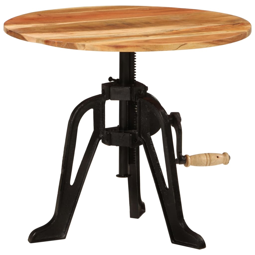Sidebord 60 X (42-63) Cm Massivt Træ Og Støbejern
