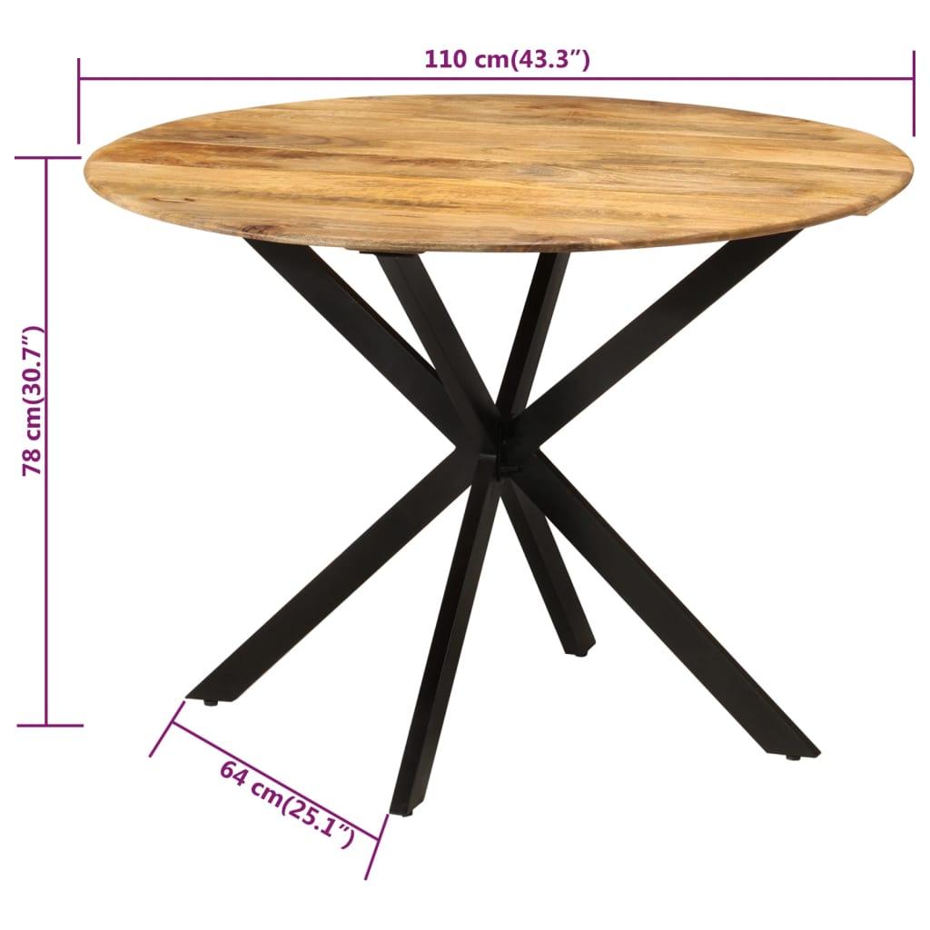 Spisebord Ø110x78 Cm Massivt - billede 6