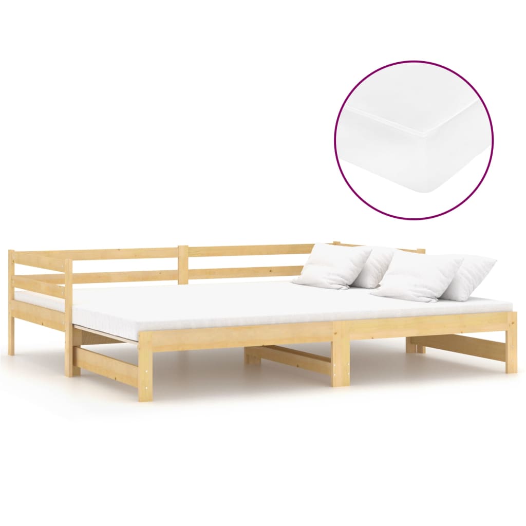 Daybed Med Udtræk 2x(90x200) Cm Massivt Fyrretræ - Billede 2