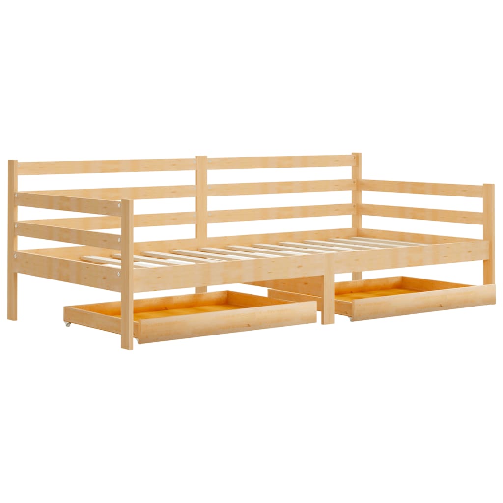 Daybed Med Skuffer 90X200 Cm Massivt Fyrretræ