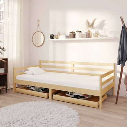 Daybed Med Skuffer 90X200 Cm Massivt Fyrretræ