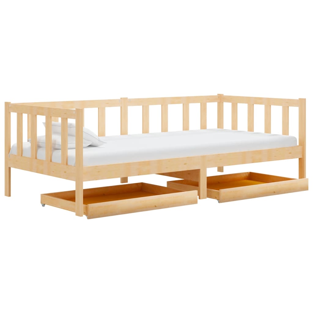 Daybed med Skuffer 90x200 Cm Massivt Fyrretræ - billede 2