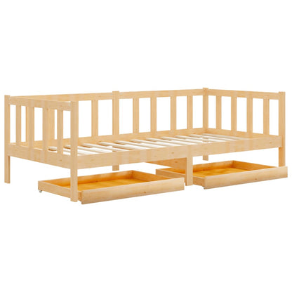 Daybed med Skuffer 90x200 Cm Massivt Fyrretræ - billede 3