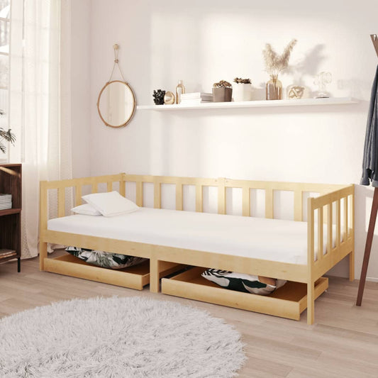 Daybed med Skuffer 90x200 Cm Massivt Fyrretræ - hovedbillede