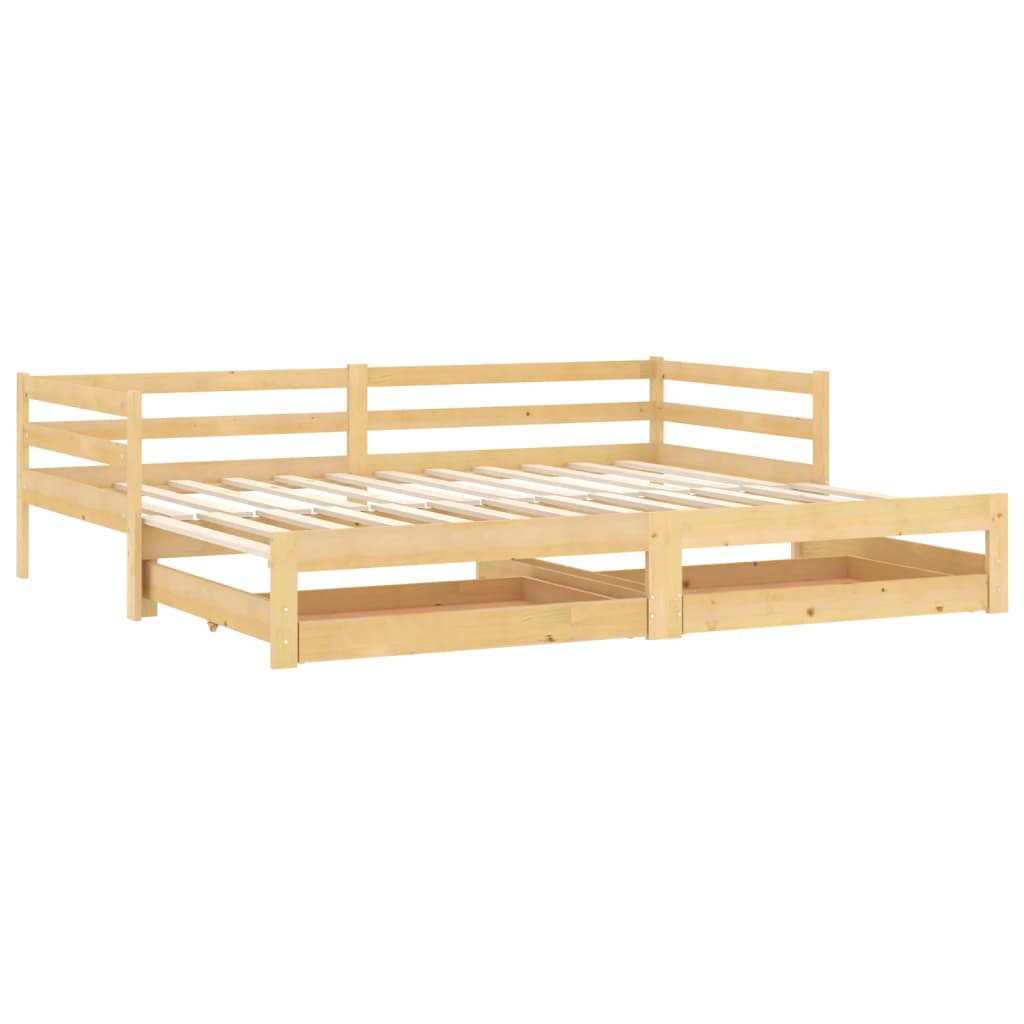 Daybed Med Udtræk 2X(90X200) Cm Massivt Fyrretræ
