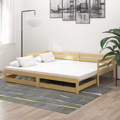 Daybed Med Udtræk 2X(90X200) Cm Massivt Fyrretræ