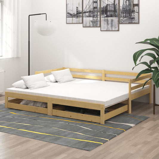 Daybed Med Udtræk 2X(90X200) Cm Massivt Fyrretræ