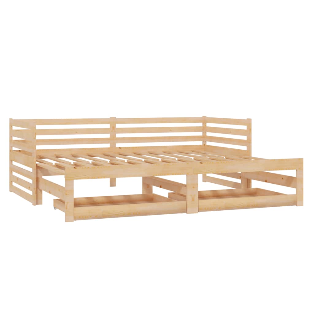 Daybed Med Udtræk 2X(90X200) Cm Massivt Fyrretræ