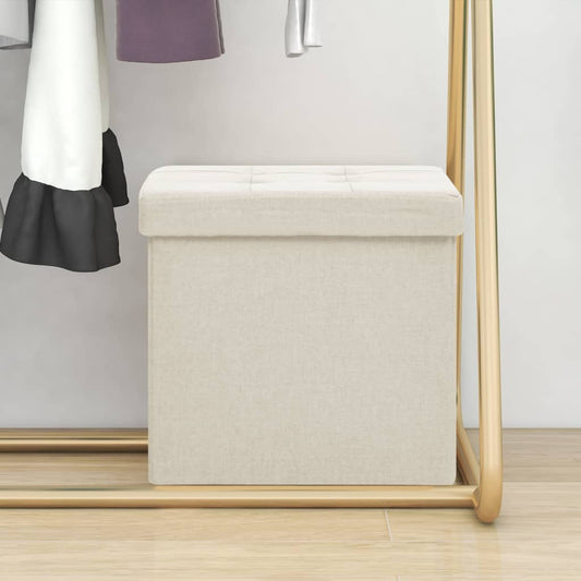 Foldbar Puf Kunstlærred Cremehvid