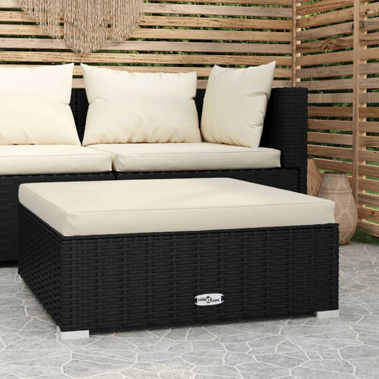Udendørs Med Hynde 70X70X30 Cm Polyrattan Sort