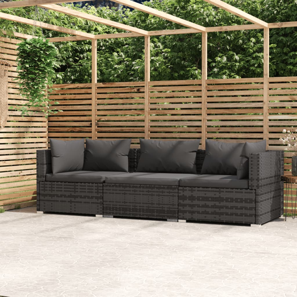 3-personers Sofa Med Hynder Polyrattan - Variant 317511