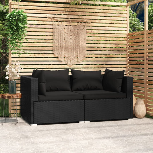 2-Personers Sofa Med Hynder Polyrattan