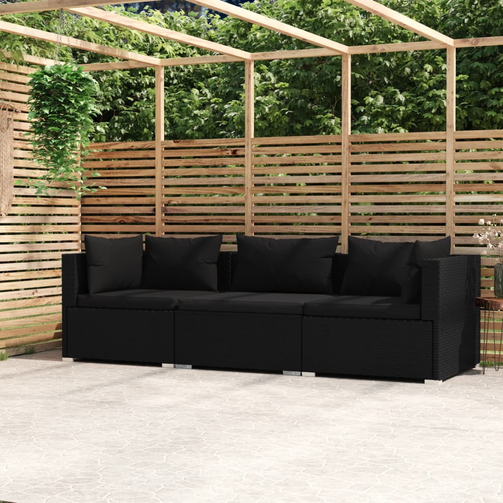3-personers Sofa Med Hynder Polyrattan - Variant 317522