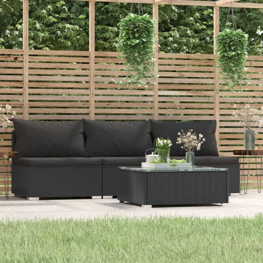 Loungesæt Til Haven 4 Dele Med Hynder Polyrattan