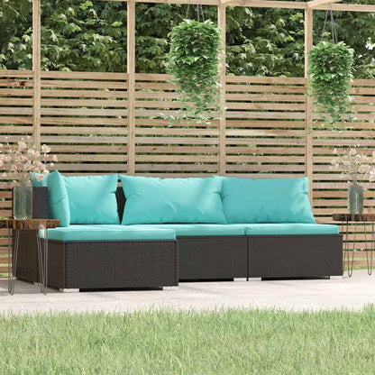 Loungesæt Til Haven 4 Dele Med Hynder Polyrattan - Variant 317534