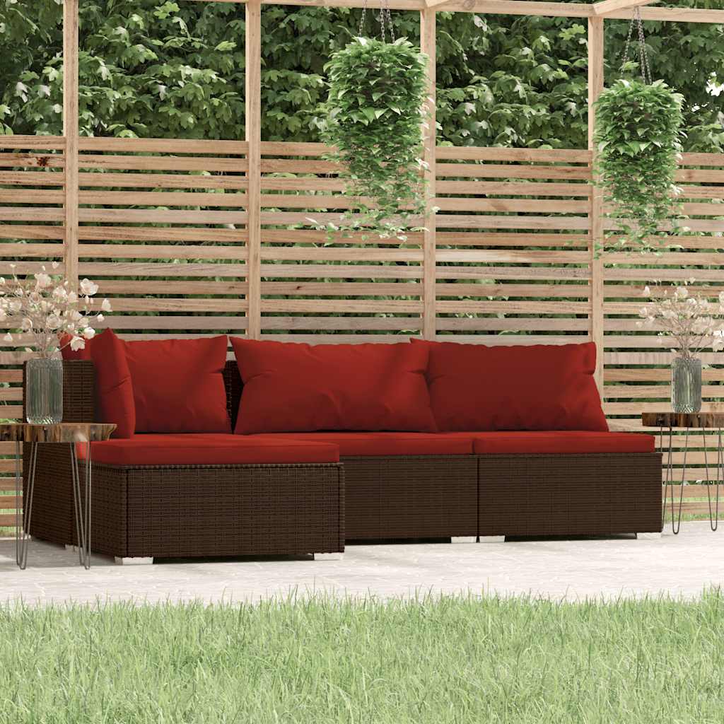 Loungesæt Til Haven 4 Dele Med Hynder Polyrattan - Variant 317545