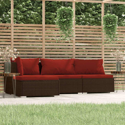 Loungesæt Til Haven 4 Dele Med Hynder Polyrattan - Variant 317545