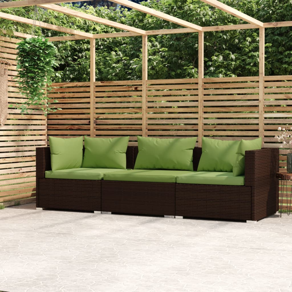 3-personers Sofa Med Hynder Polyrattan - Variant 317555