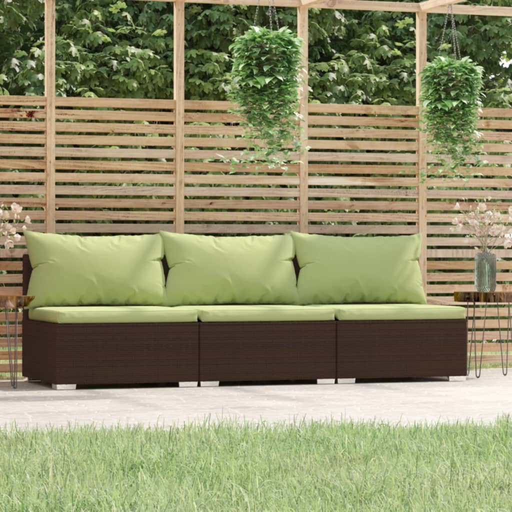 3-personers Sofa Med Hynder Polyrattan - Variant 317561
