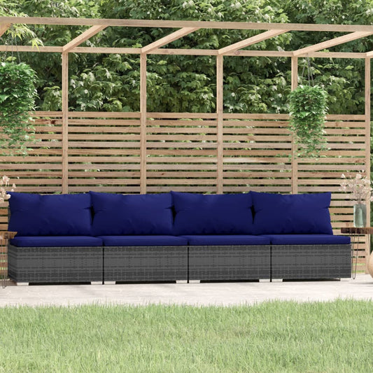 Sofa Med Hynder Polyrattan Grå