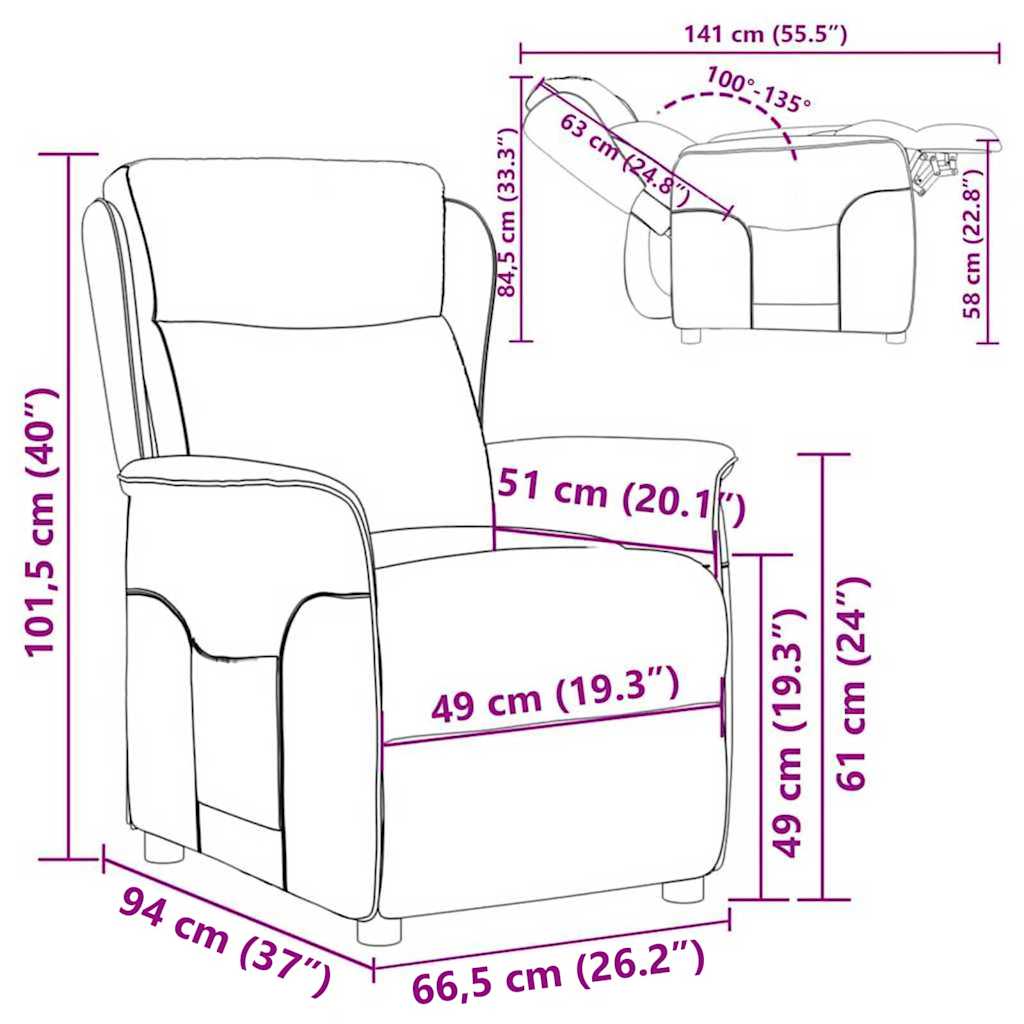 Liggestol Brun 67.5 X 93.5 X 101.5 Cm Stof - Billede 8