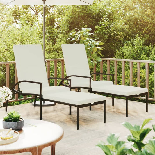 Liggestole 2 Stk. Med Fodskammel Polyrattan