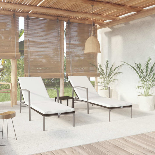 Liggestole 2 Stk. Med Bord Polyrattan