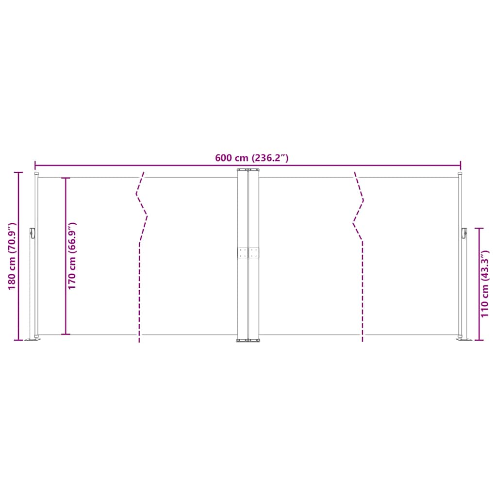 Sammenrullelig Sidemarkise 180x600 Cm - Billede 9