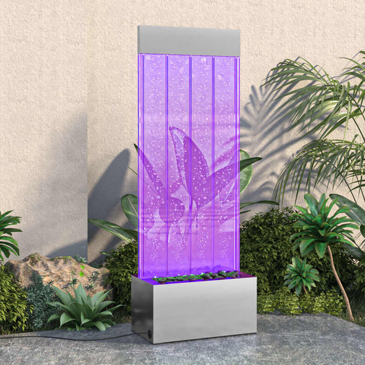 151400  Boblesøjle Med Rgb Led'er 110 Cm Rustfrit Stål Og Akryl