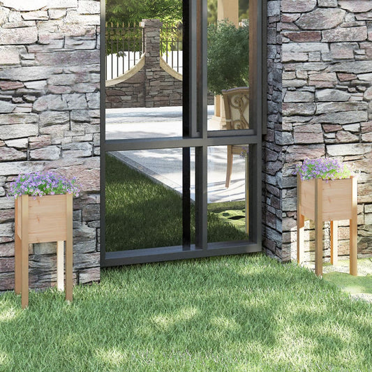 Plantekasser 2 Stk. 31X31X70 Cm Massivt Fyrretræ