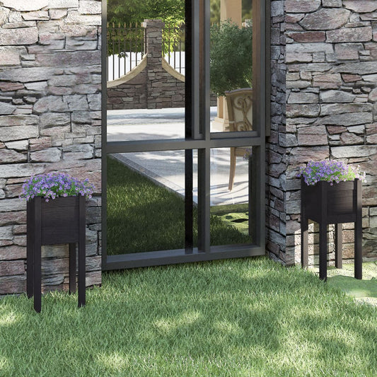 Plantekasser 2 Stk. 31X31X70 Cm Massivt Fyrretræ