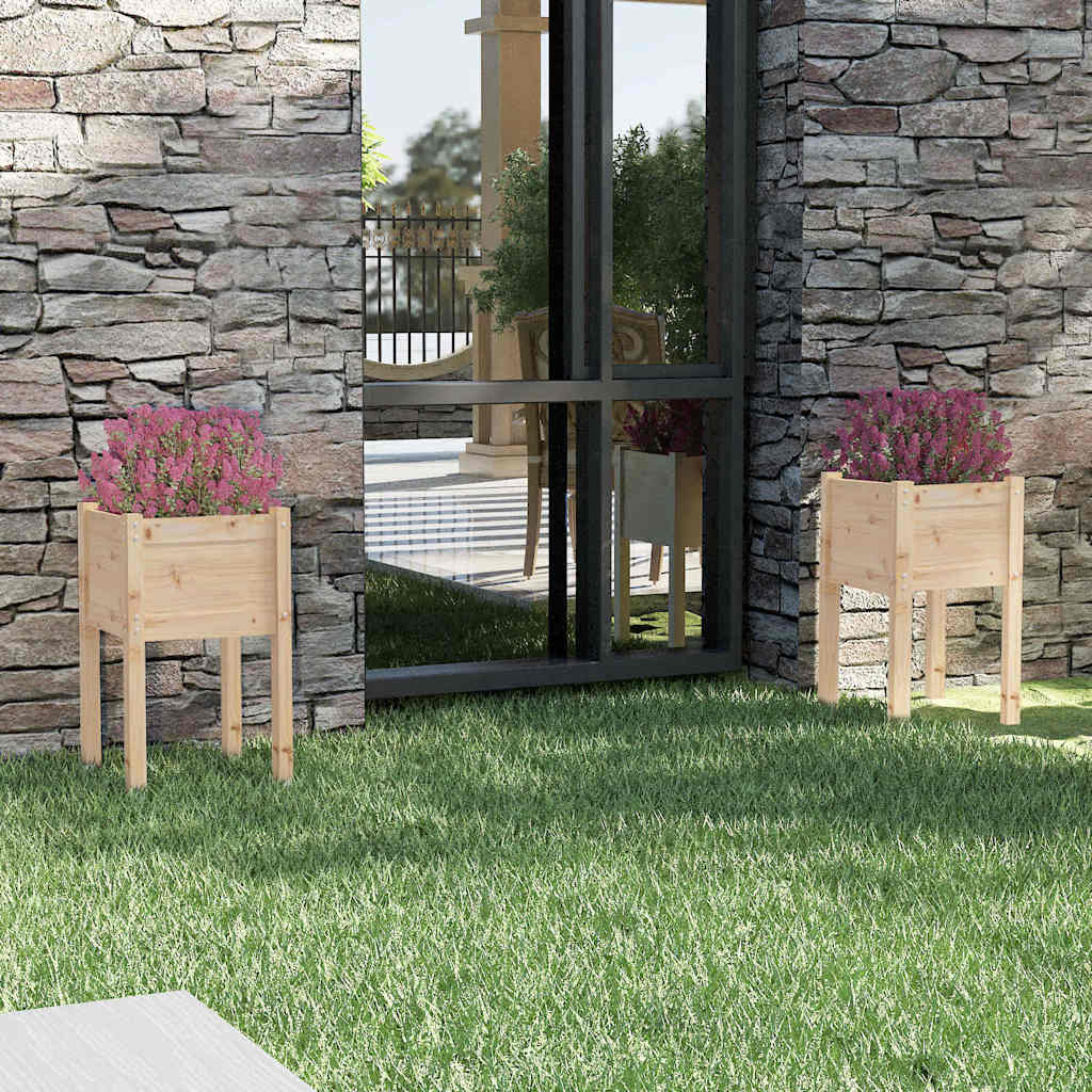 Plantekasser 40x40x70 Cm Massivt Fyrretræ - Variant 810790