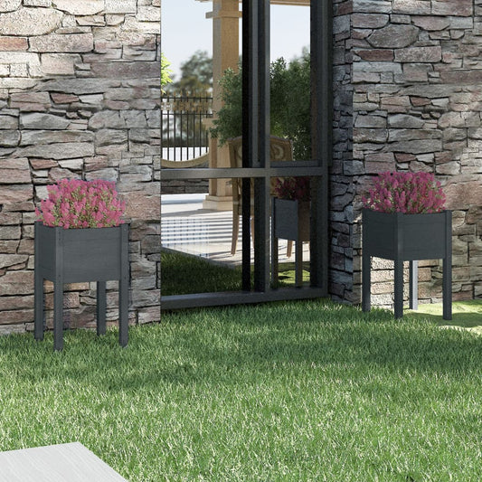 Plantekasser 2 Stk. 40X40X70 Cm Massivt Fyrretræ