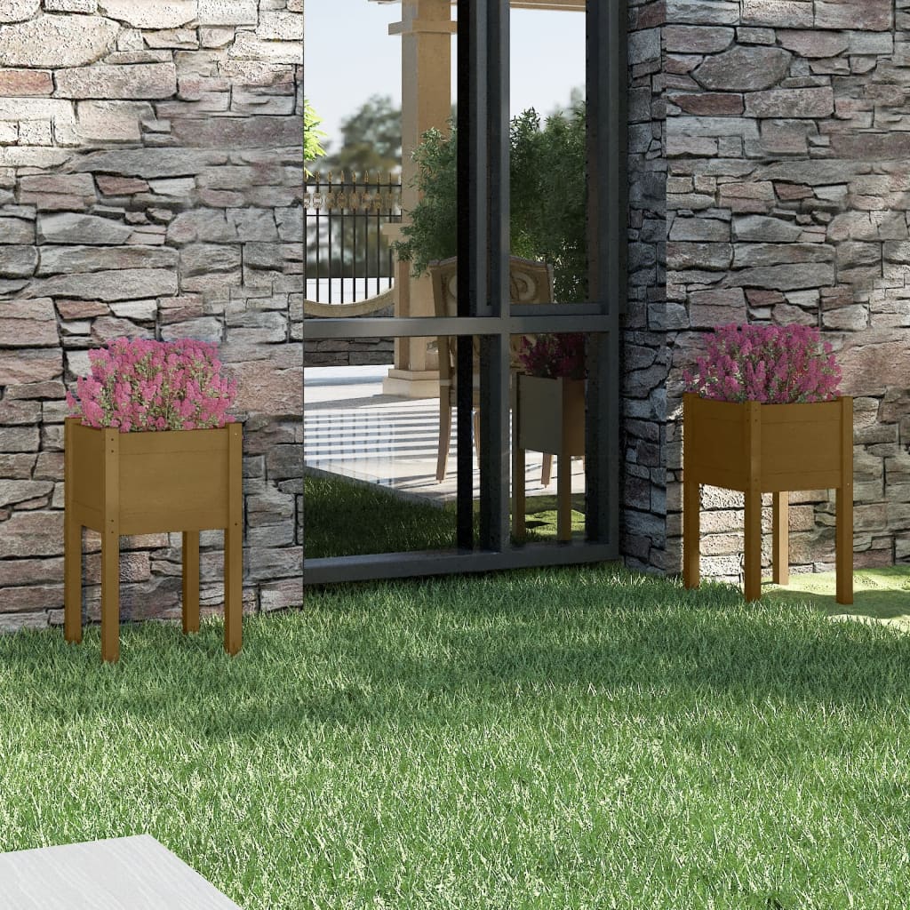 Plantekasser 40x40x70 Cm Massivt Fyrretræ - Variant 810796
