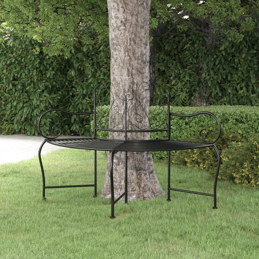 Bænk Til Træ 150 Cm Stål Sort Blå