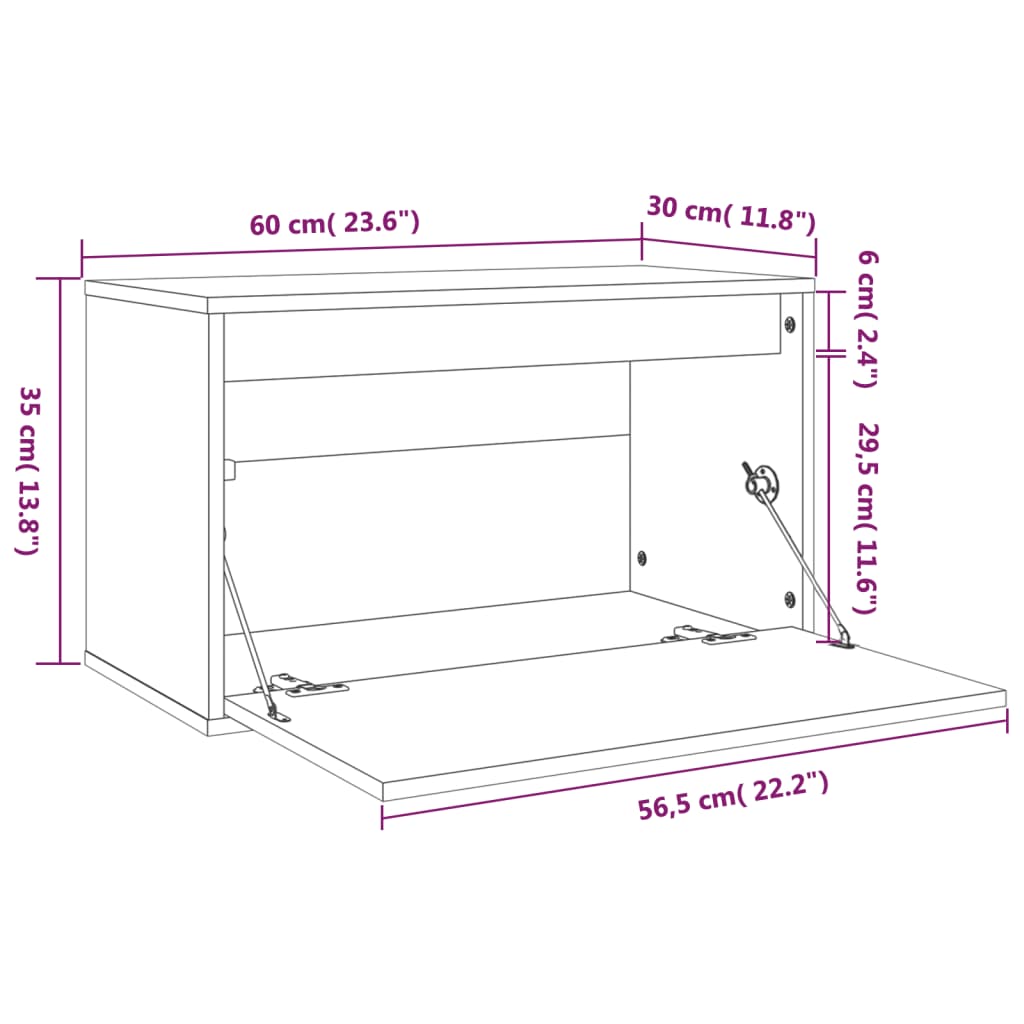 Vægskabe 60x30x35 Cm Massivt Fyrretræ - Billede 11