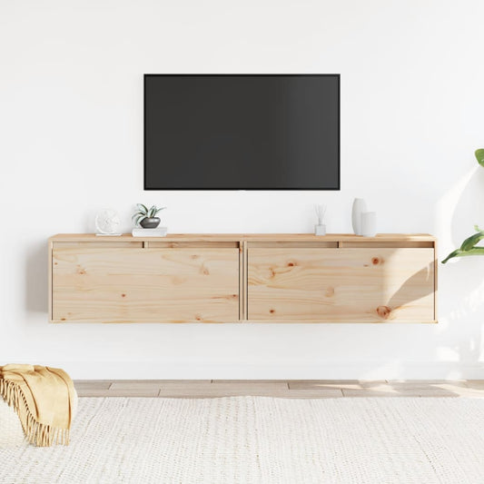 Vægskabe 2 Stk. 80X30X35 Cm Massivt Fyrretræ