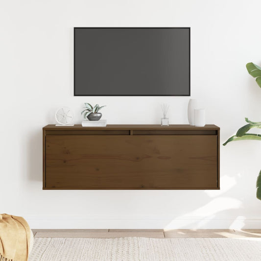 Vægskab 100X30X35 Cm Massivt Fyrretræ Gyldenbrun