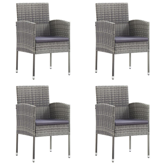 Havestole 4 Stk. Hynder Polyrattan Grå