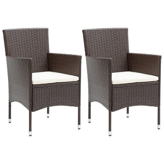 Spisebordsstole Til Haven 2 Stk. Polyrattan Brun
