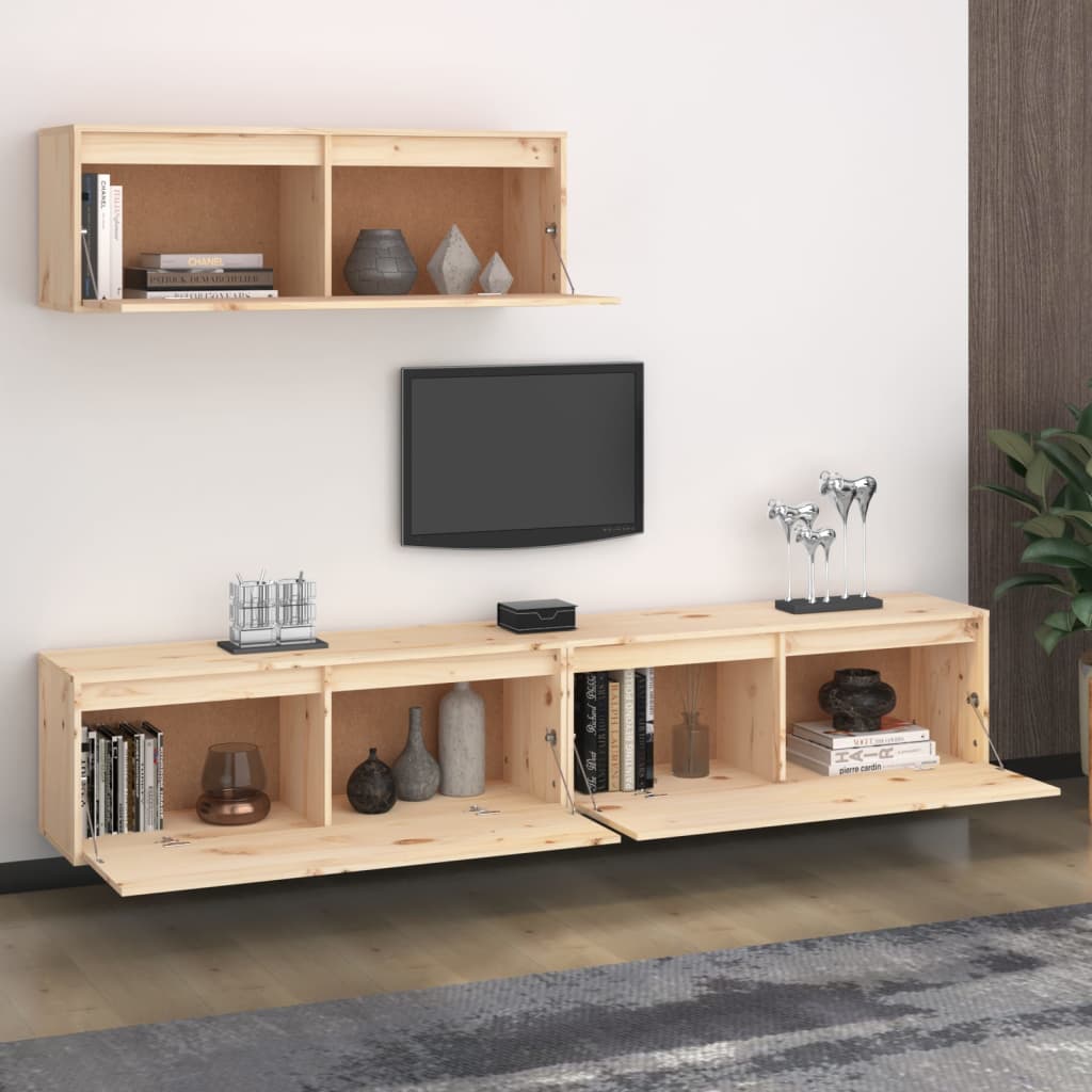 Tv-skabe 3 Dele Massivt Fyrretræ - billede 3