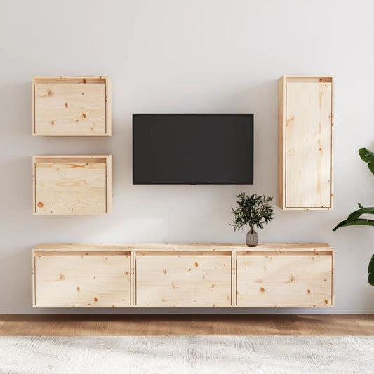 Tv-skabe 6 Dele Massivt Fyrretræ - hovedbillede